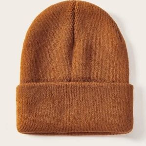 Cream & chocolate brown colored beanies